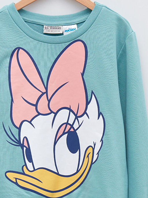 Bisiklet Yaka Daisy Duck Bask?l? Uzun Kollu K?z ?ocuk Sweatshirt - Waikiki фото 3