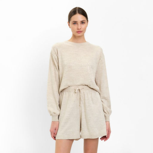 Костюм женский (джемпер, шорты) MINAKU: Casual Collection, бежевый, размер 52