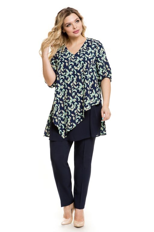 Блузка 1016 бирюзовый узор - Novita фото 3