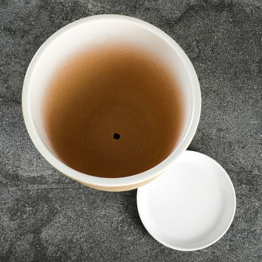 Горшок для цветов Степь, керамический, с поддоном, 5 л, белый с бежевой полосой - Simaland фото 3