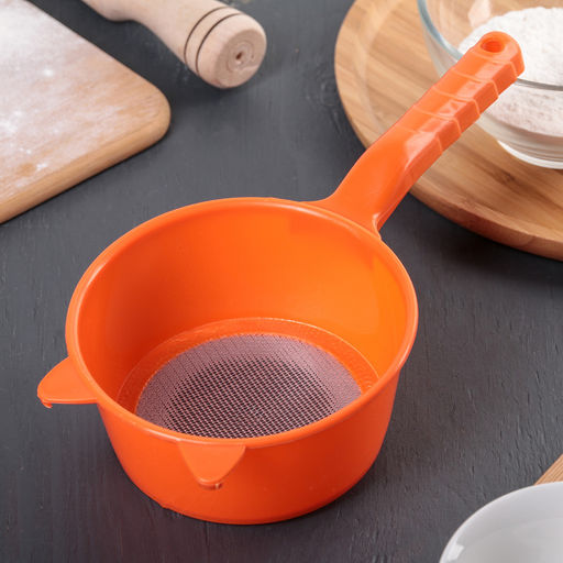 Сито пластиковое круглое с ручкой Ушки, d=12 см, цвет МИКС
