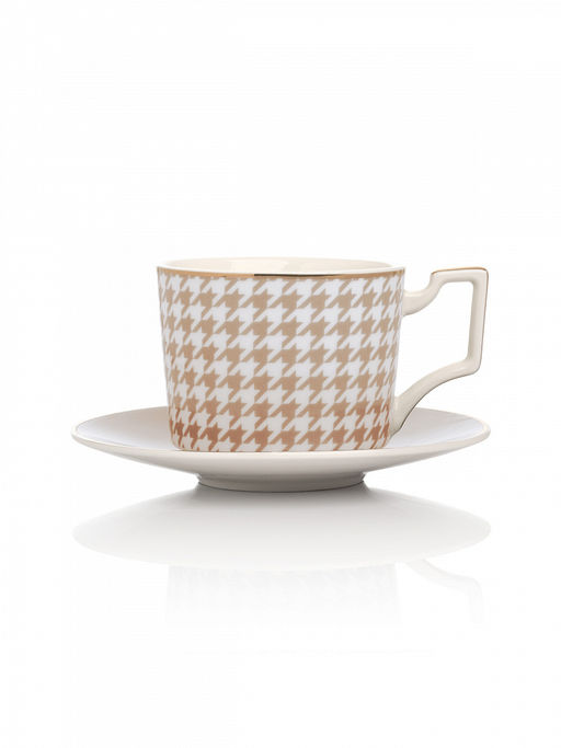 Чайная пара 220 мл бежевый фарфор - Denastia фото 2