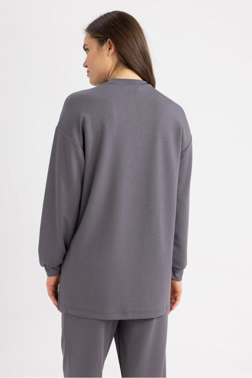 Толстовка-туника с круглым вырезом Relax Fit - Defacto фото 10