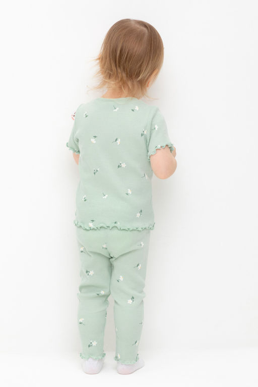 Crockid _ КР 400770/пастельно-зеленый,милые цветочки к543 брюки (лосины) д/дев яс  фото 4