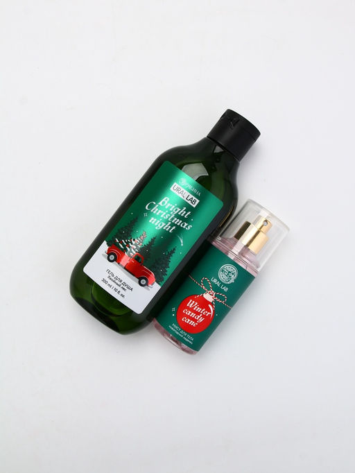 Подарочный набор Happy New Year: гель для душа и мист для тела, зелёный, URAL LAB