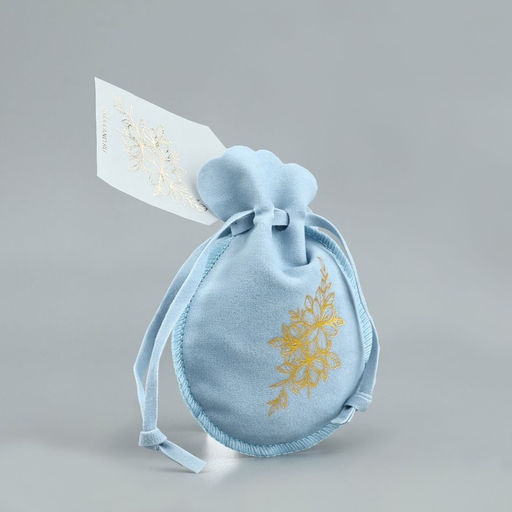 Цена за 5 шт. Мешочек подарочный замшевый «Цветы», тиснение