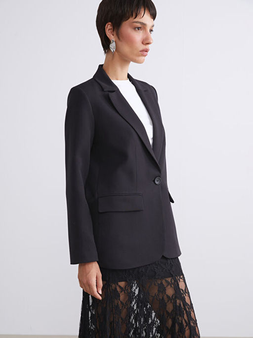 Krep Kad?n Blazer Ceket
