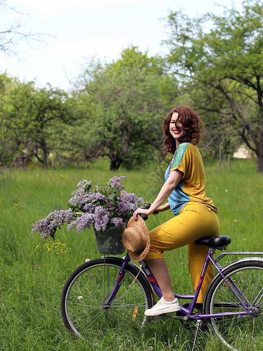 Капри больших размеров желтого цвета - Almond фото 3