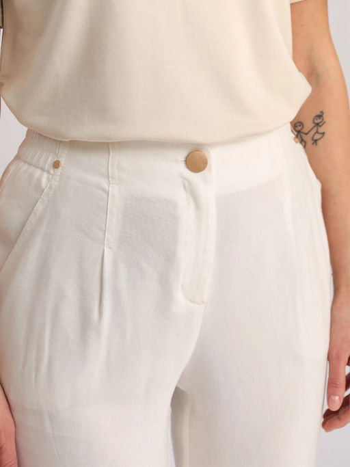 Брюки из льна с вискозой, прямого силуэта NIKA