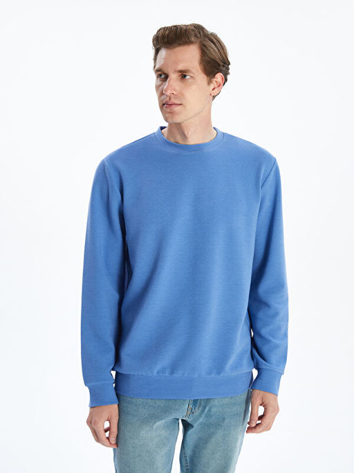 Bisiklet Yaka Uzun Kollu Erkek Sweatshirt