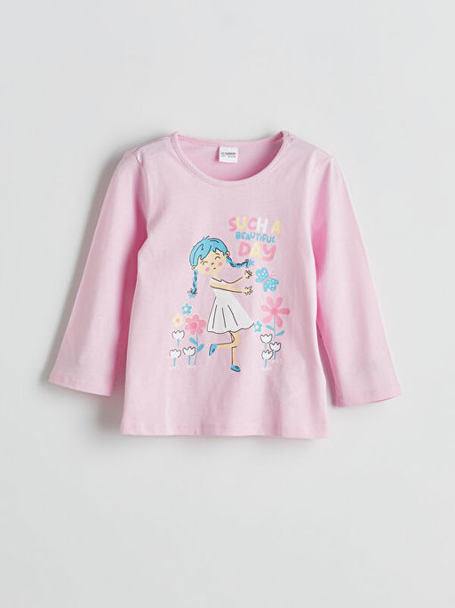 Bisiklet Yaka Bask?l? K?z ?ocuk Pijama ?st