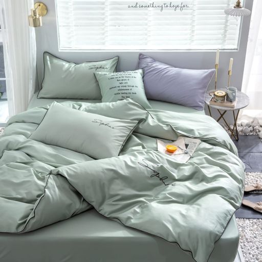 КПБ Mency однотонный с вышивкой MENO005 Евро