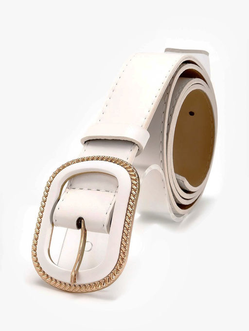 Ремень женский, 110×3 см, пряжка пластик, золотистая, белый