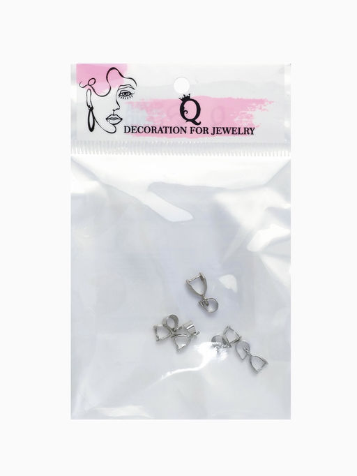 Держатель для кулона, 14?6 мм (набор 5 шт.), цвет серебро