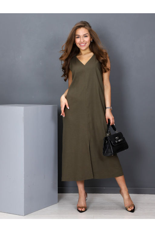 Сарафан ДО-124.04 Лён хаки - Хороший трикотаж фото 9