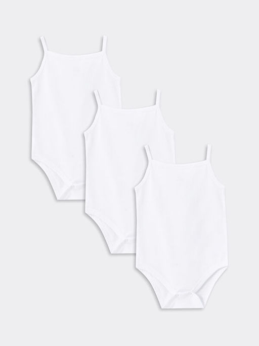 Kare Yaka K?z Bebek ??t??tl? Bodysuit 3l?