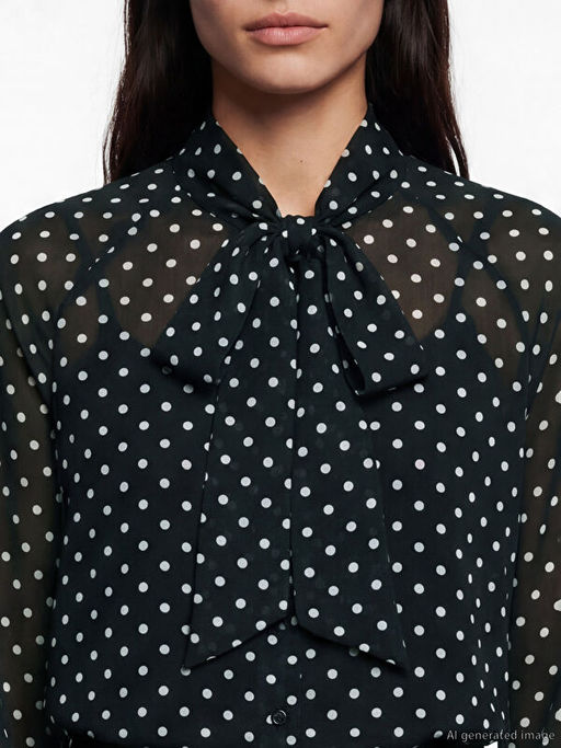 Fular Yaka Puantiyeli Bluz