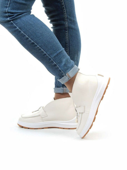 01-5281-2 WHITE Ботинки демисезонные женские (натуральная кожа, байка)