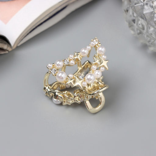 Цена за 6 шт. Крабик для волос «Саманта галант», дуга, 3 см, золото