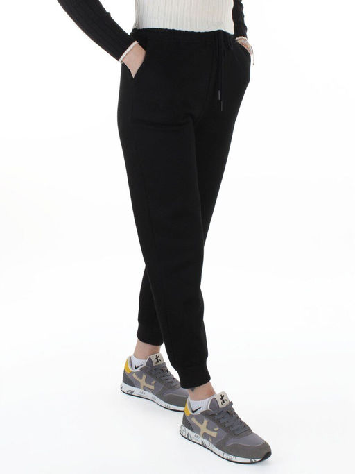 2830 BLACK Брюки спортивные утепленные женские (85% хлопок, 10% полиэстер, 5% спандекс)