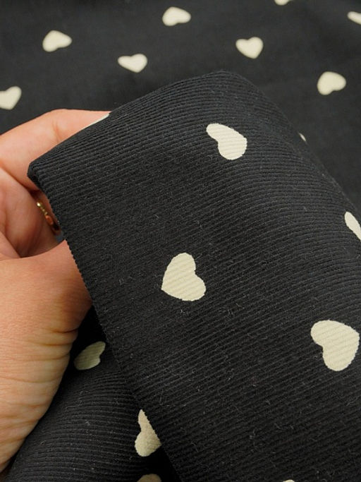 Микровельвет Молочные сердечки цв.черный, СОРТ2, ш.1.45м, хлопок-100%, 140гр/м.кв - Купава фото 7
