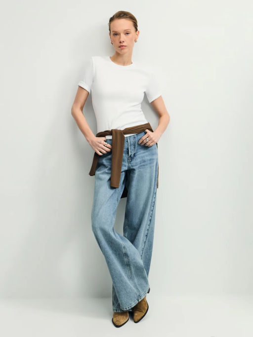 Базовая футболка в рубчик / Zarina фото 4