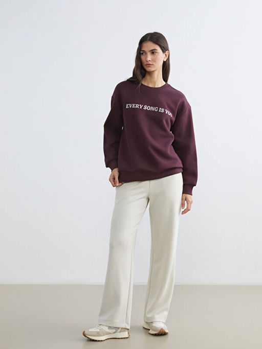 Bisiklet Yaka Ta?l? Kad?n Sweatshirt