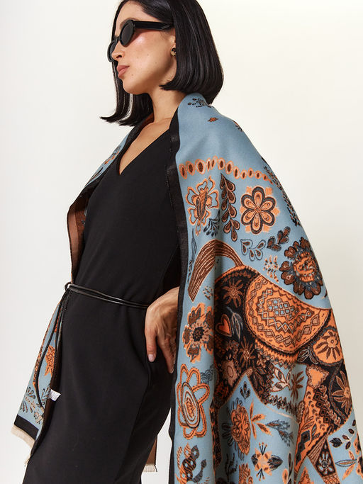 в составе ШЕРСТЬ и КАШЕМИР Большой, мягкий, теплый двусторонний палантин - Tantino фото 8