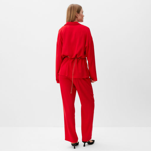 Костюм женский (рубашка, брюки) MINAKU:Casual Collection, красный, размер 48
