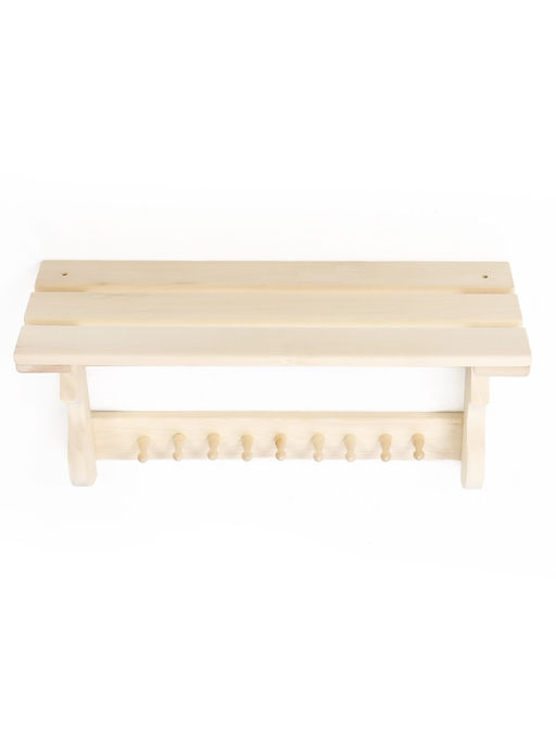 Полка-вешалка для бани и сауны «С лёгким паром», 64×23×27 см, деревянная, 9 крючков