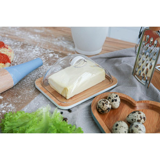 Маслёнка Heaven, 14×10×5 см, бамбук, крышка пластик, МИКС