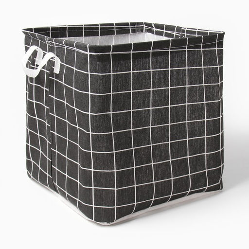 Текстильная корзина Доляна Клетка черная, 32*32*32 см  фото 2