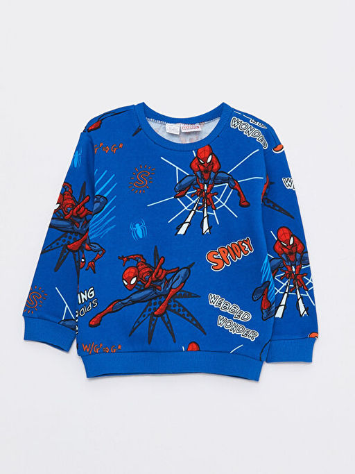 Bisiklet Yaka Uzun Kollu Spiderman Bask?l? Erkek Bebek Sweatshirt ve E?ofman Alt 2li Tak?m - Waikiki фото 2
