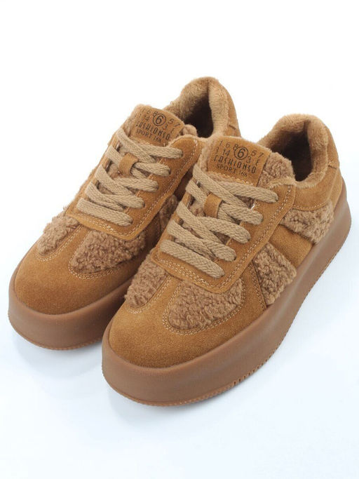 04-P133-2C BROWN Кроссовки демисезонные женские (натуральная замша, байка)