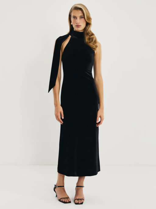 Платье из бархата с воротником халтер / Zarina