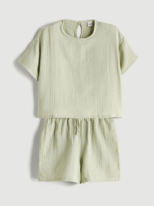 Bisiklet Yaka K?z ?ocuk M?slin Bluz ve ?ort