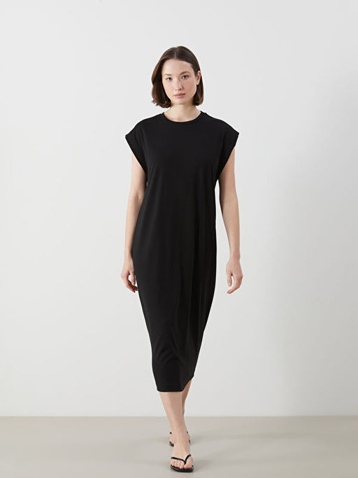 Bisiklet Yaka Penye Elbise