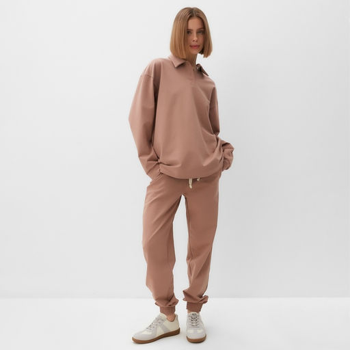 Костюм женский (джемпер, брюки) MINAKU: Casual Collection, размер 42, бежевый