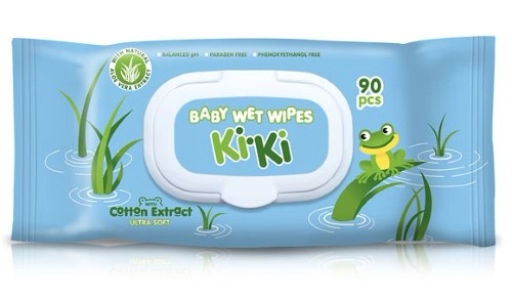 Салфетки влажные детские 0+ Ki-Ki с Aloe Vera & Ultra Soft Cotton extract 90