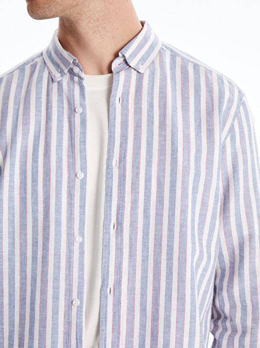 Рубашка Slim Fit с длинным рукавом в полоску
