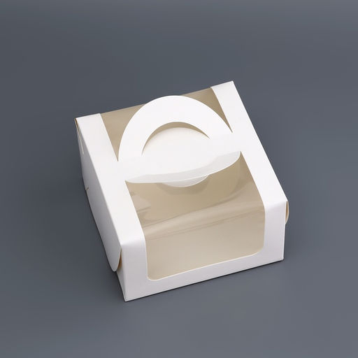 Цена за 2 шт. Коробка под бенто - торт с окном, белая, 14×14×8 см