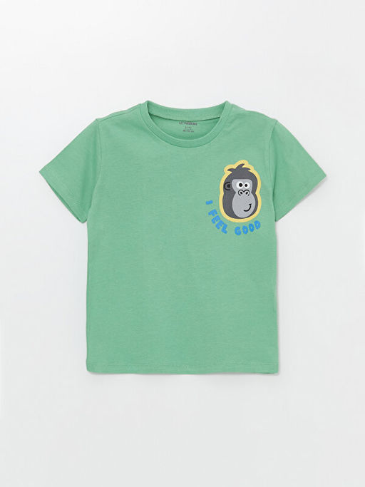 Bisiklet Yaka K?sa Kollu Bask?l? Erkek Bebek Ti??rt 3l? - Waikiki фото 2