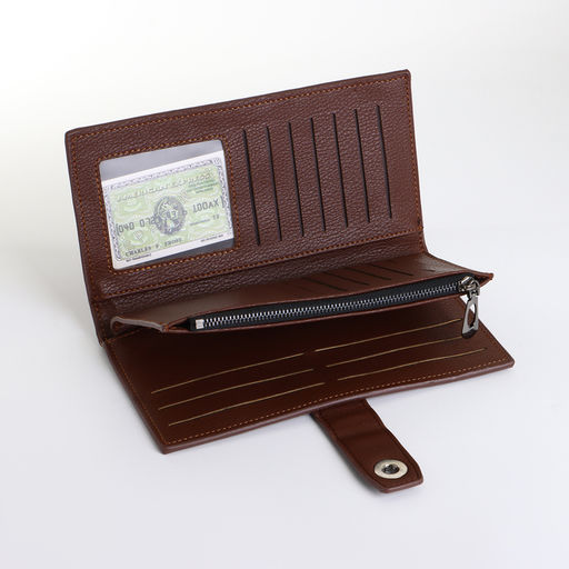 Портмоне мужское, на магните, три отделения, коричневое