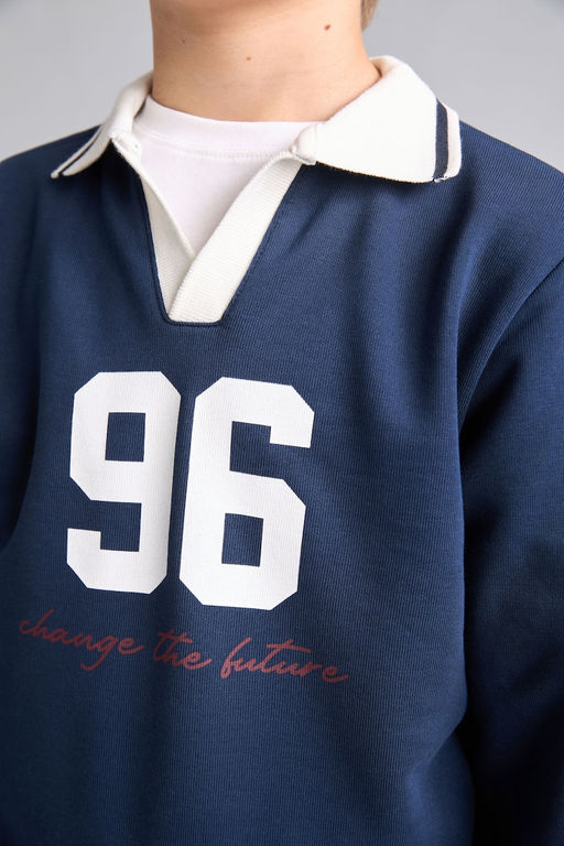 Oversize Bask_l_ Sweatshirt Erkek _ocuk - Defacto фото 7