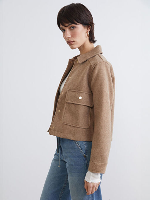 G?mlek Yaka Kad?n Ka?e Ceket