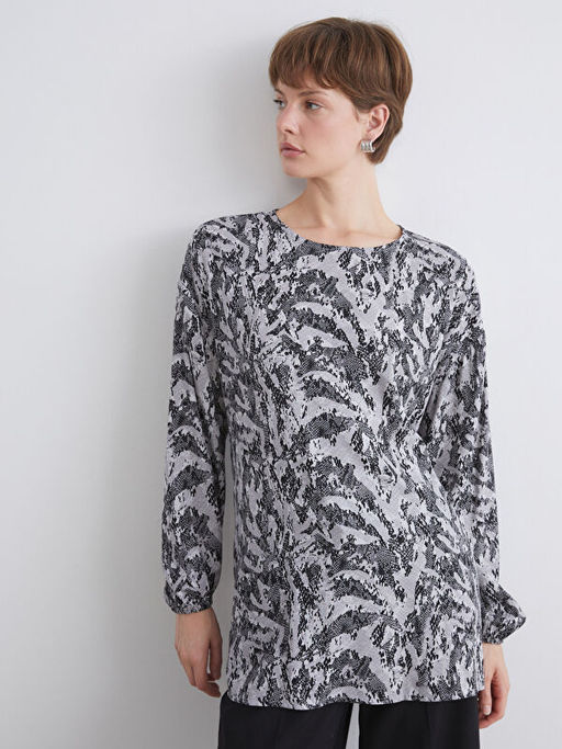 Bisiklet Yaka Desenli Bluz