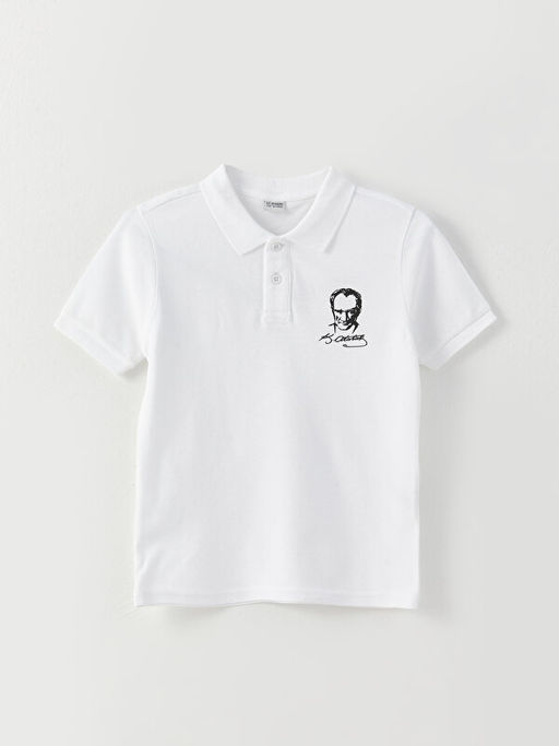 Polo Yaka Atat?rk Bask?l? K?sa Kollu Erkek ?ocuk Ti??rt - Waikiki фото 3