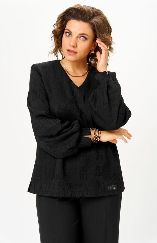 Блуза БелЭльСтиль 879 черный принт