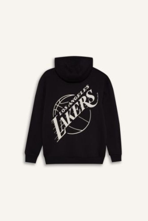 DeFactoFit NBA Los Angeles Lakers Boxy Fit Kapusonlu Kal?n Sweatshirt