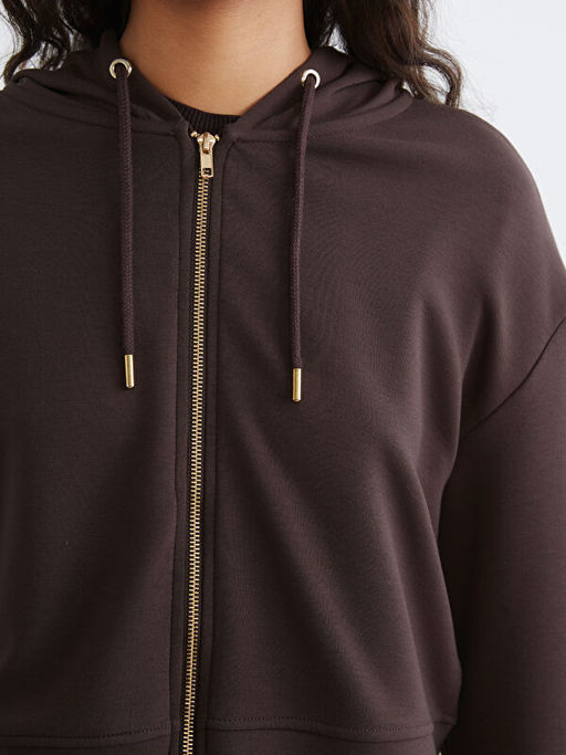 Kap??onlu Kad?n Fermuarl? Sweatshirt